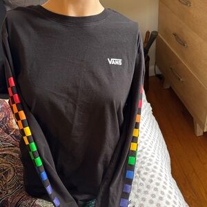 Vans Black Long Sleeve with Colorful Sleeve Accents